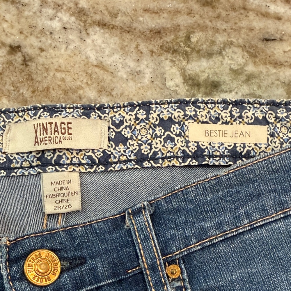 American Vintage Denim Straight Leg Jeans with Artistic Patches - Picture 6 of 6